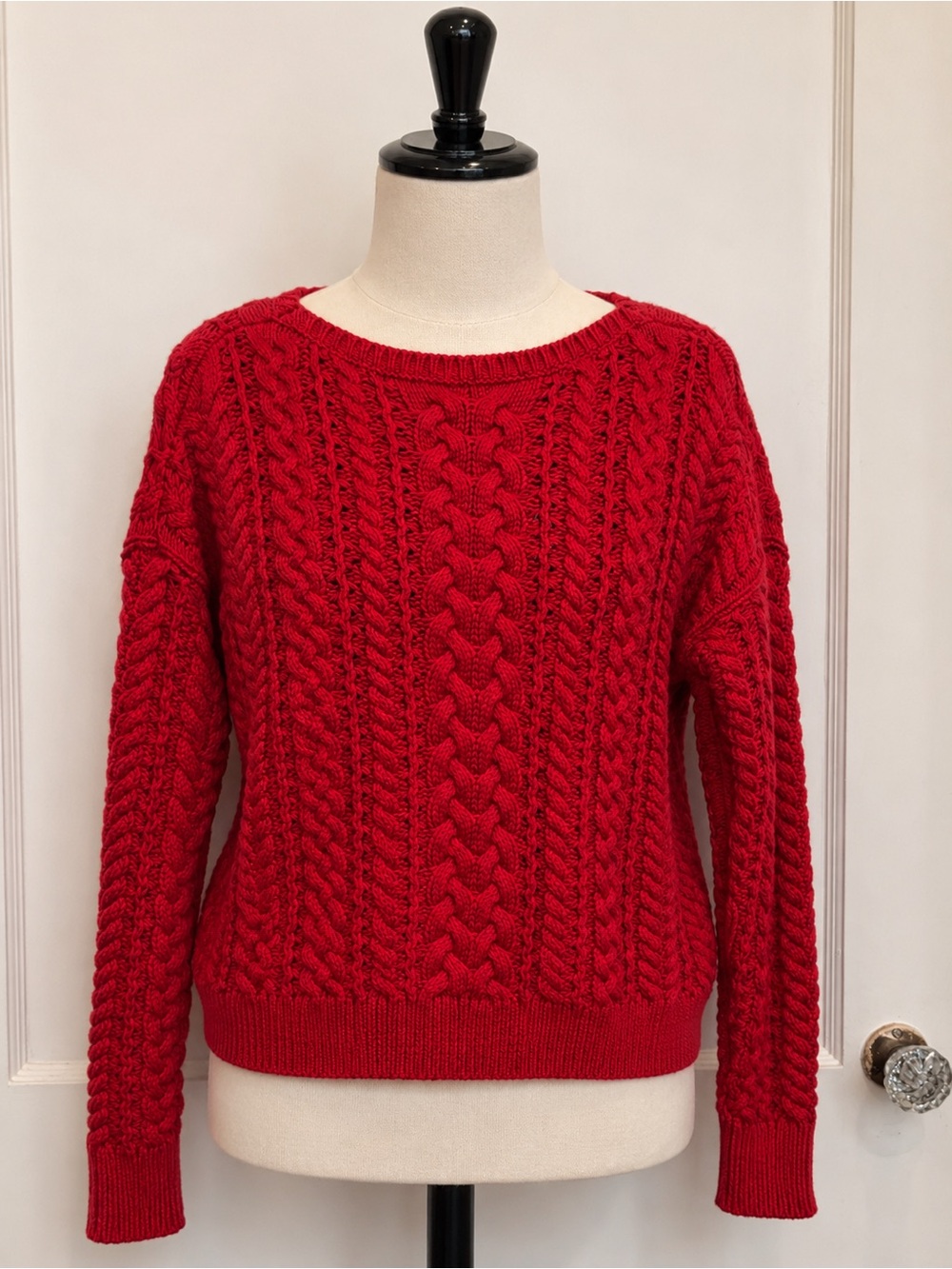 Ralph Lauren Red Cable Knit Crewneck Sweater